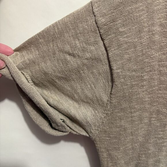 By Together Sweater Tee Dress Women Medium Tan Midi Knit V-neck Feminine Granny - Picture 2 of 6